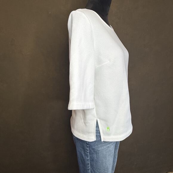 Dudley Stephens Park Slope Fleece Top White Size M 3/4 Sleeve Pullover - Picture 2 of 10